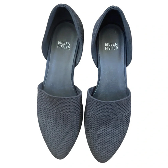 Eileen Fisher Hallo Black Stretch knit d’Orsay pump sz 7.5 - Picture 2 of 5